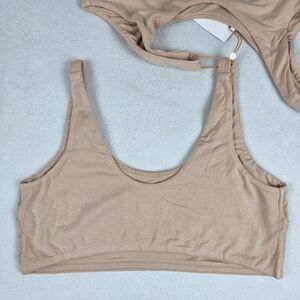 2 Quince Micromodal Postpartum Nursing Bras Women's Size Large Beige Warm Sand